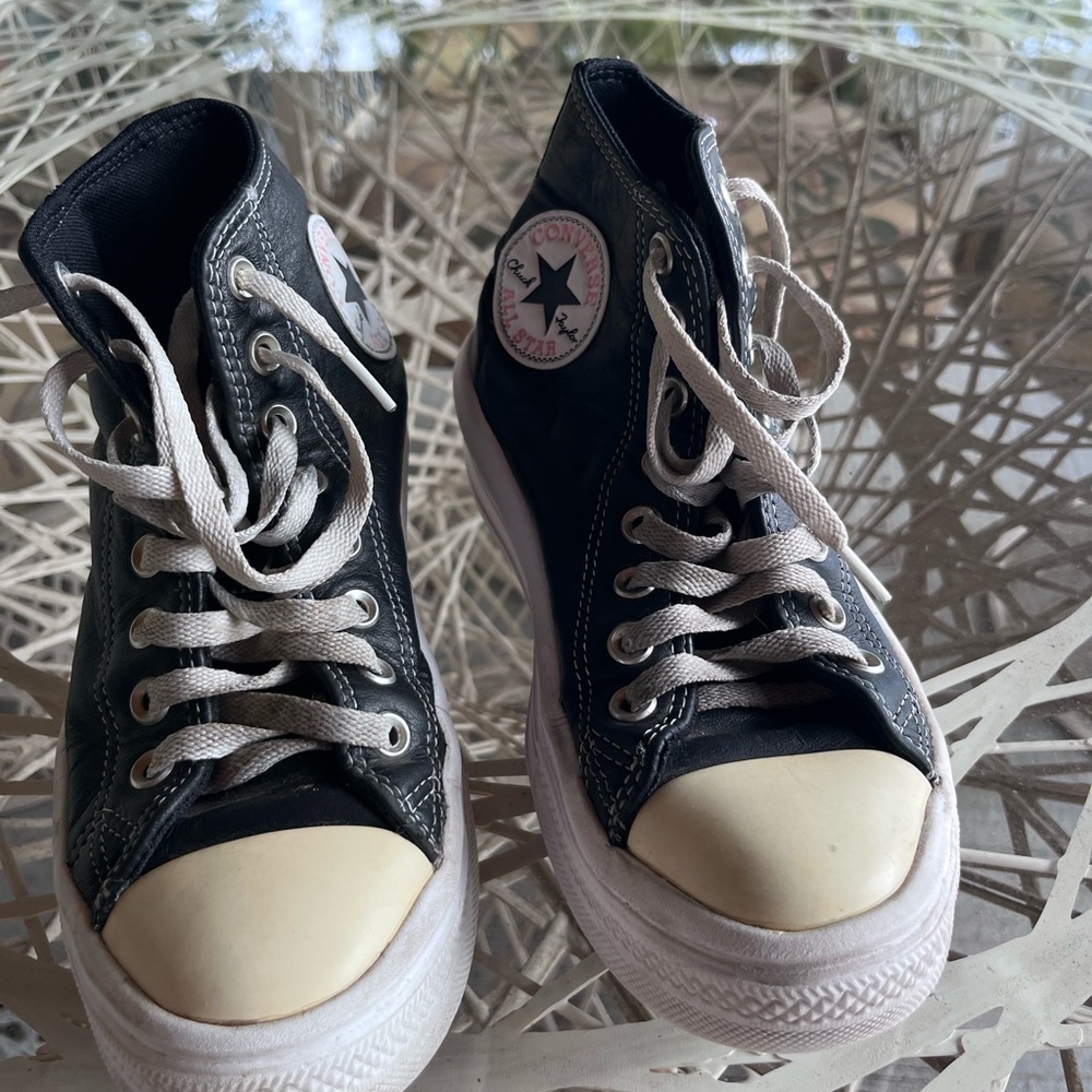 Converse Black and White Platform High-Top Sneakers